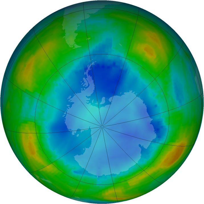Antarctic ozone map for 30 July 2001